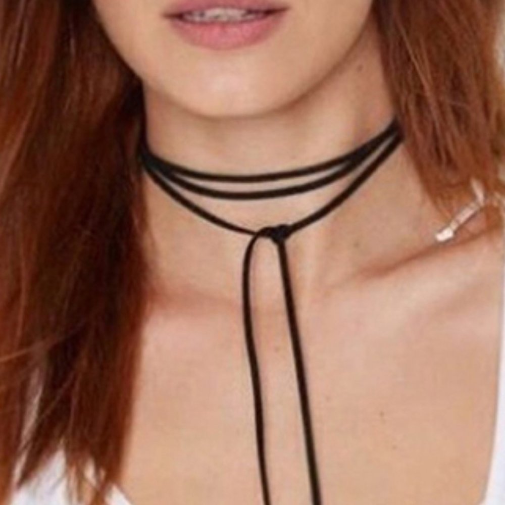 FP Jewelry black Soft Velvet/Suede cord Silver Ends Leaves Boho Necklace - Picture 9 of 11